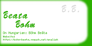 beata bohm business card